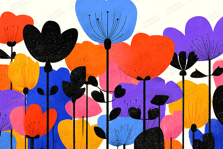 Modern Bold Floral Illustration Background Art