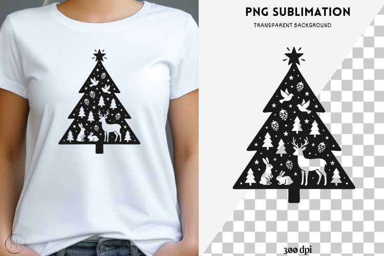 Christmas tree silhouette png design for T-shirts