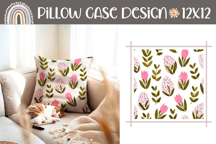 Pink Tulips Pillow Case, Colorful Flowers Pillow Design