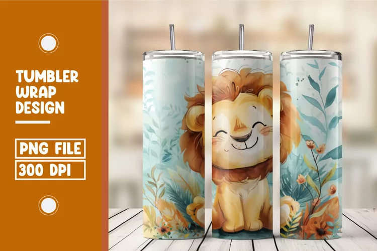 Watercolor Lion Tumbler Warp Design