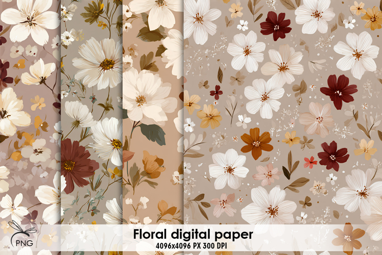 Floral digital paper, seamless pattern