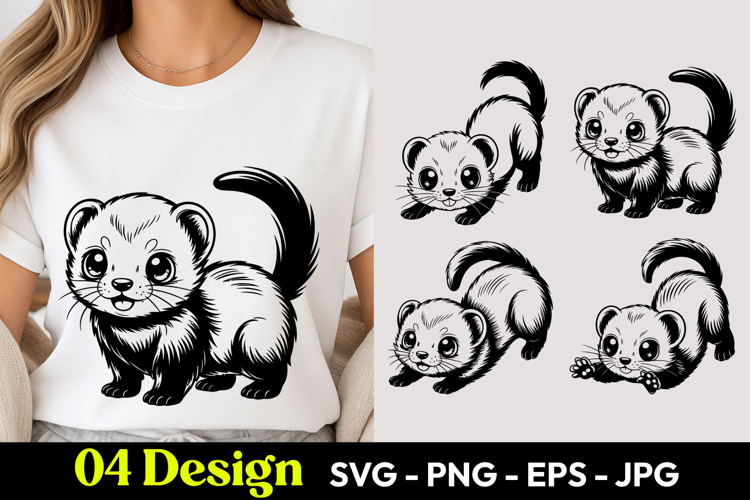 Cute Ferret Cartoon SVG PNG