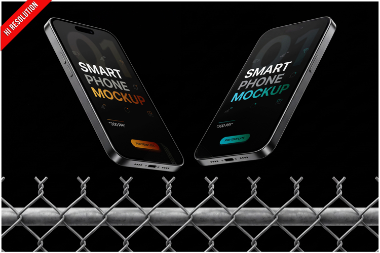 Dual Smartphone On Chain Link Fence