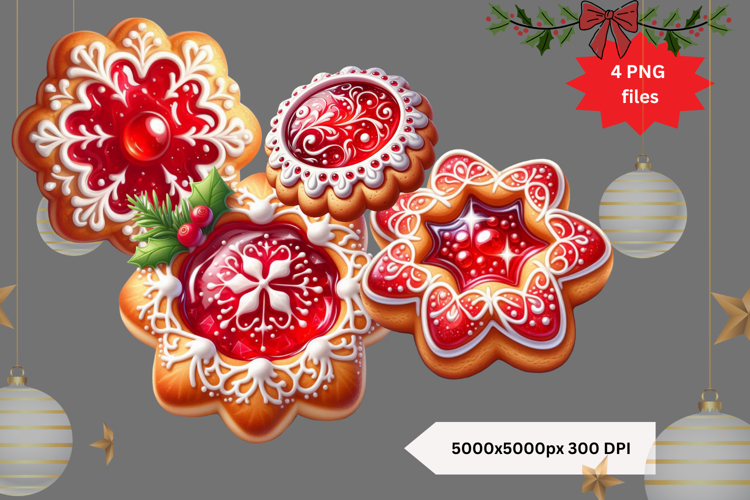 3D Christmas cookies PNG festive clipart