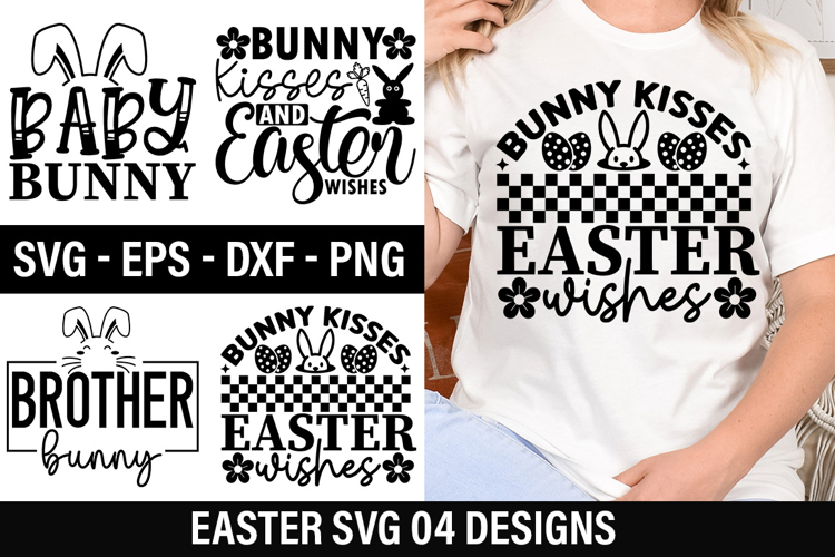 Easter SVG Design - Bunny Kisses and Easter Wishes