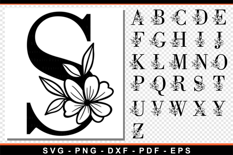 Flower Monogram Letter SVG Laser Cutting Files