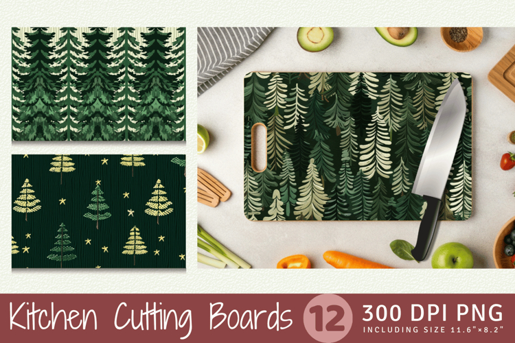 Knitted Pine Trees Forest Cutting Boards sublimation Design
