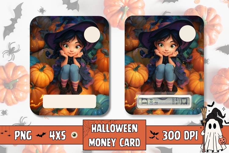 Cute Halloween Little Witch Gift Card Template