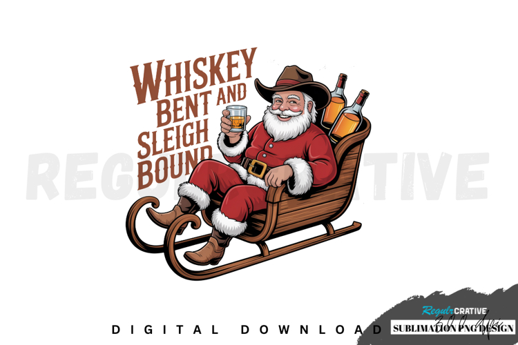 Funny cowboy Santa Claus, Christmas Sublimation PNG
