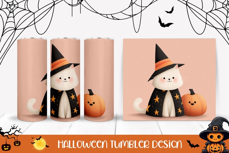 Magic Cat Tumbler Sublimation, Halloween Cat Tumbler Design