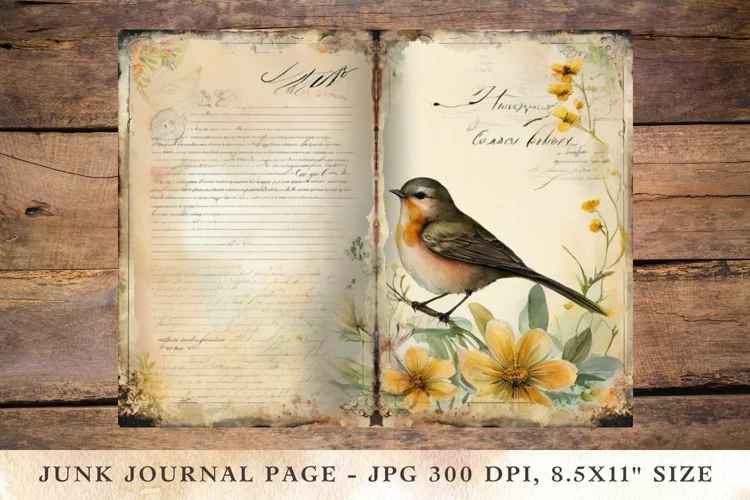 Printable Junk Journal Pages bird 5