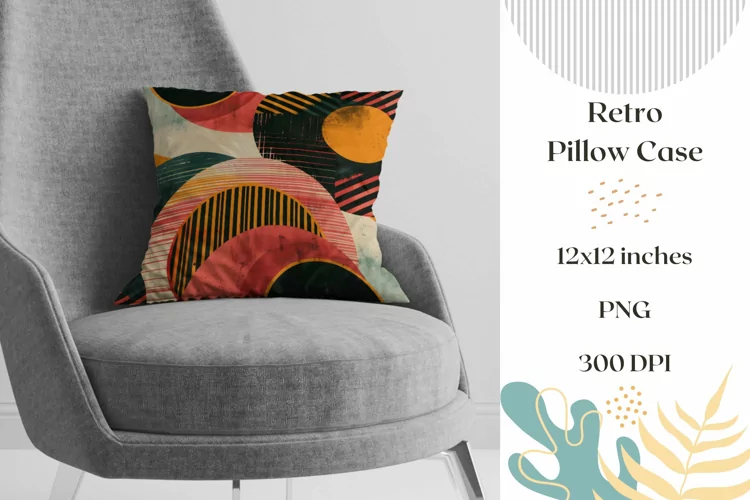 Retro Pillow Case Design, Retro Sublimation Pillowcase PNG