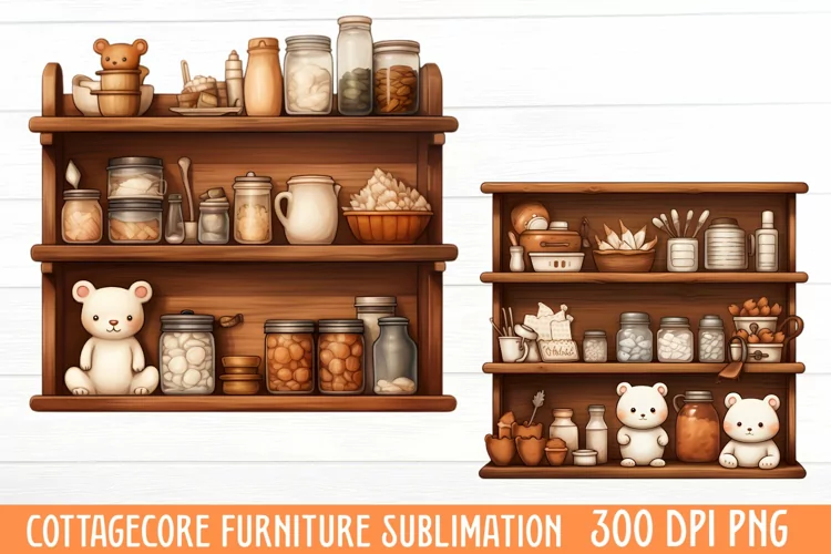 Cottagecore Furniture Watercolor Sublimation Clipart