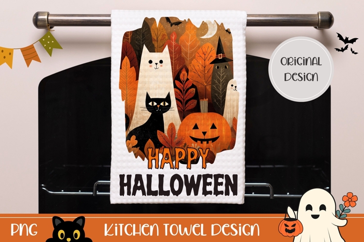 Happy Halloween Towel Design, Cartoon Halloween Sublimation