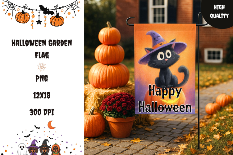 Welcome Garden Flag, Happy Halloween Garden Flag Design