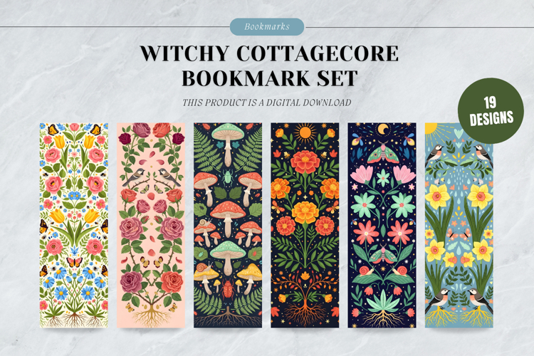 Witchy Cottagecore Bookmark Set,Forest Magic Botanical Gift example image 1