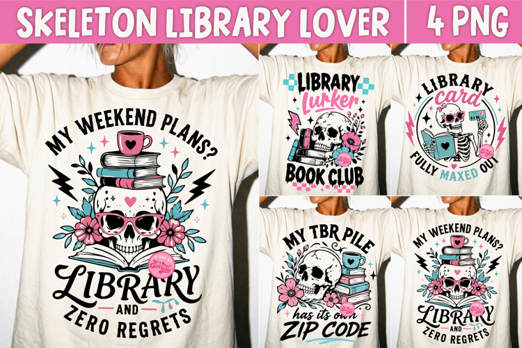 Library Lover Skeleton PNG, Bookworm Humor Reading Club