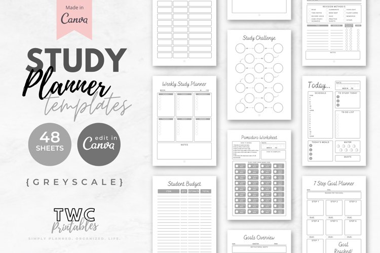 Study planner canva templates