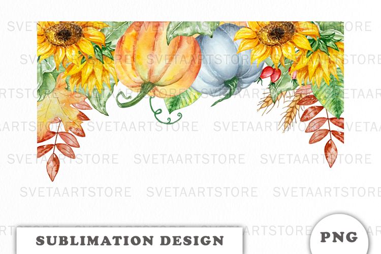 Watercolor Autumn Pumpkins Border png