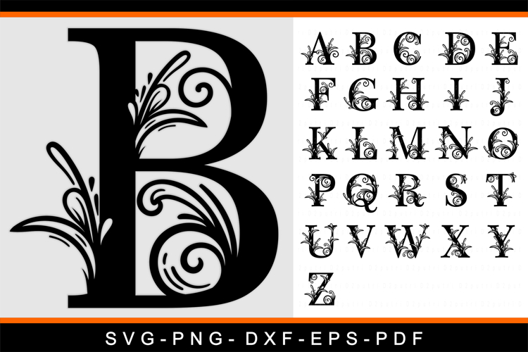 Monogram Flourish Alphabet Letters SVG, Font SVG Cut Files