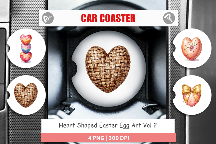 Heart Shaped Easter Egg Art Car Coaster