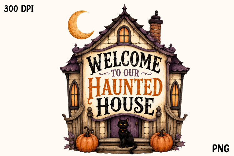 Welcome to Our Haunted House Halloween PNG