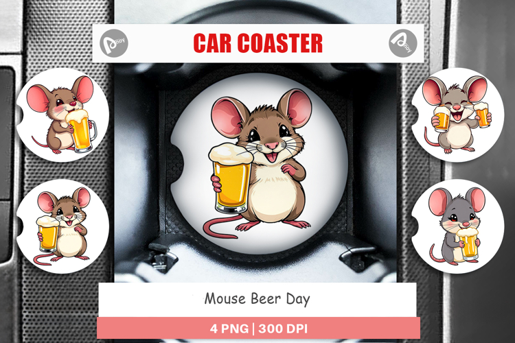 Car Coaster Mouse Beer Day