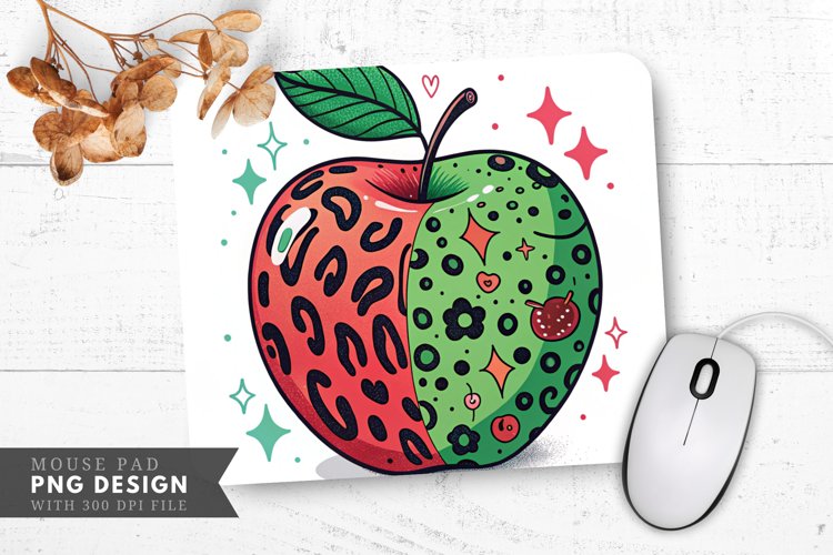 Leopard Apple Design Mouse Pad PNG Design
