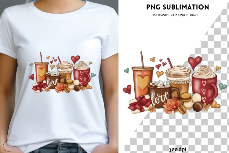 Vintage coffee cups png design for T-shirts