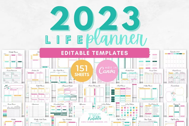2023 Life Planner Canva Templates | 151 Editable Pages