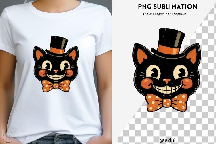 Vintage folk-art halloween png design for T-shirts