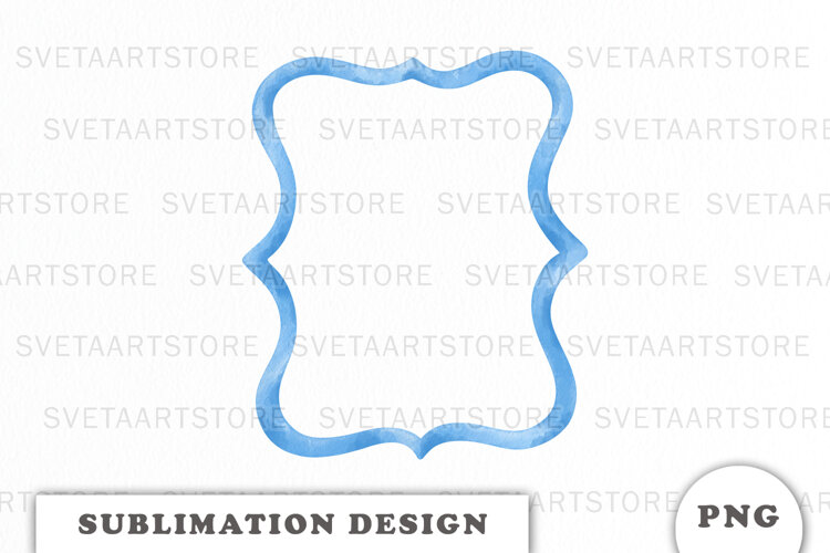 Watercolor Blue Frame png example image 1