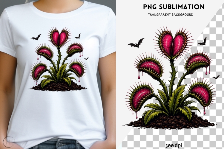 Gothic Venus Flytrap PNG | Dark Botanical Clipart