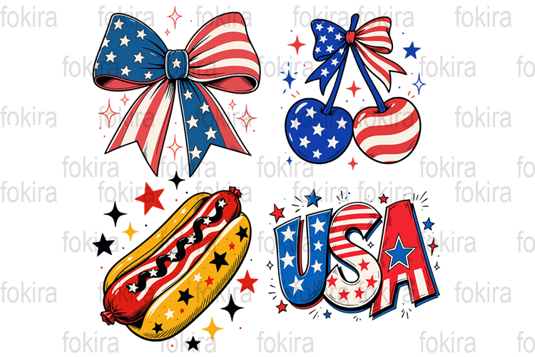 4th Of July Clipart Sets Sublimation PNG | 4th Of July PNG