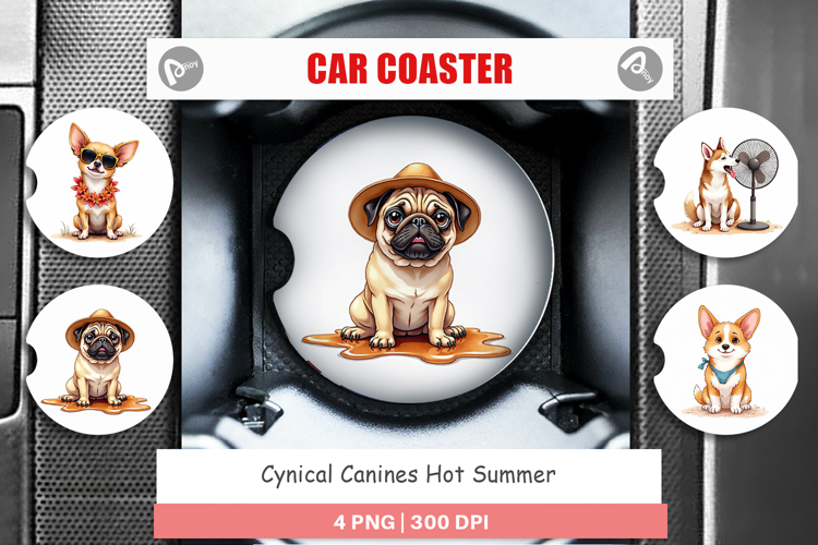 Cynical Canines Hot Summer Car Coaster
