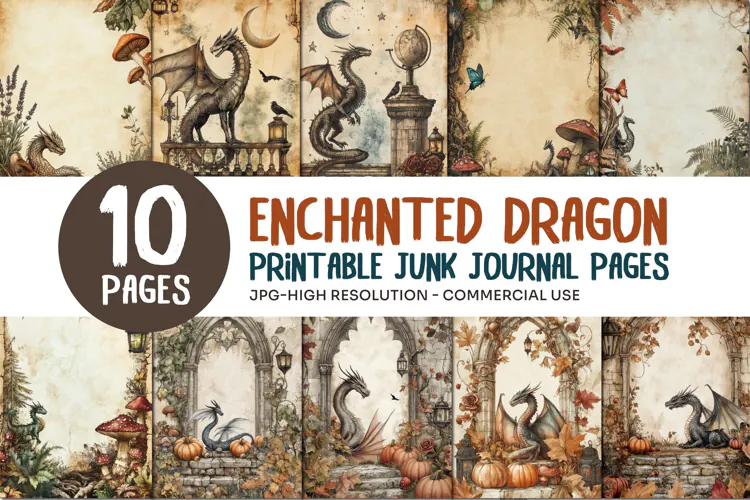 Enchanted Dragon Junk Journal Pages