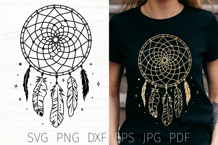 Dream catcher svg, boho svg, tribal dreamcatcher cut file.