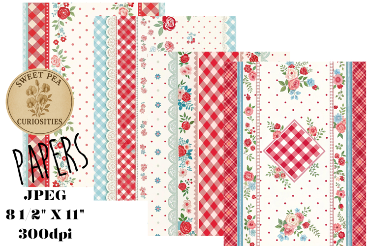 Shabby Chic, Flowers, Papers, Junk Journal