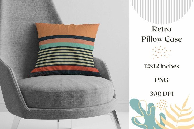 Abstract Pillow Case Design, Retro Stripes Pillow PNG example image 1