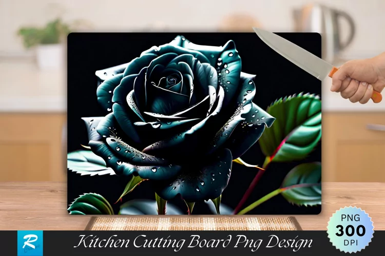 Black Rose Cutting Board Sublimation Design