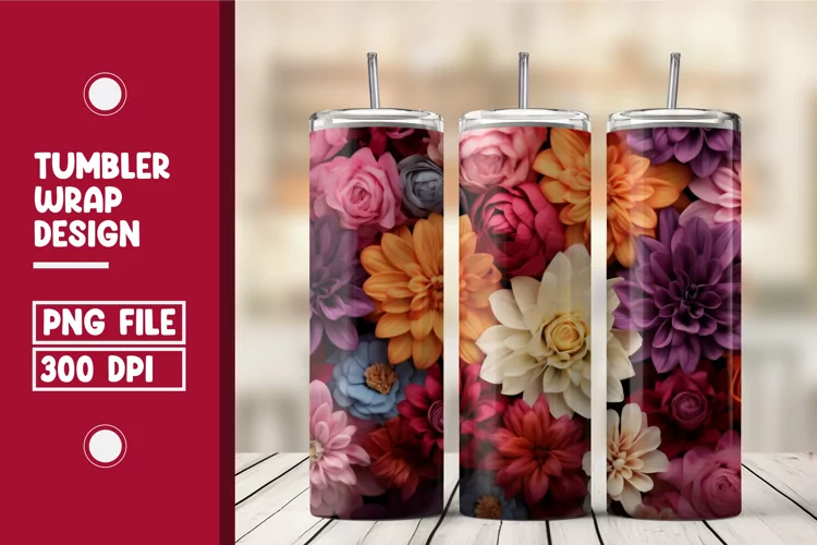 Colorful Flower Tumbler Warp Design