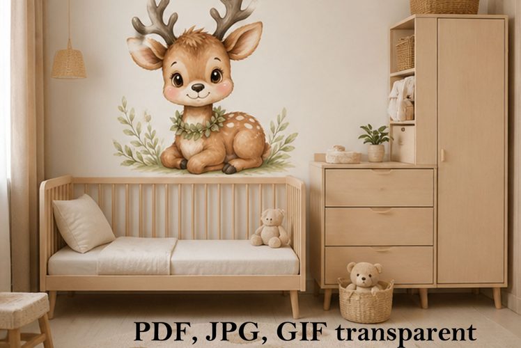 Printable nursery wall decals sublimation digital files anim