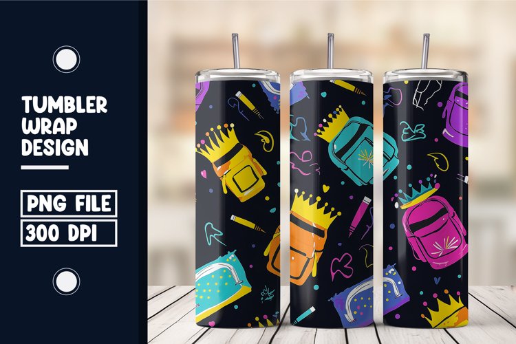 School Time Seamless Pattern Tumbler Wrap Design