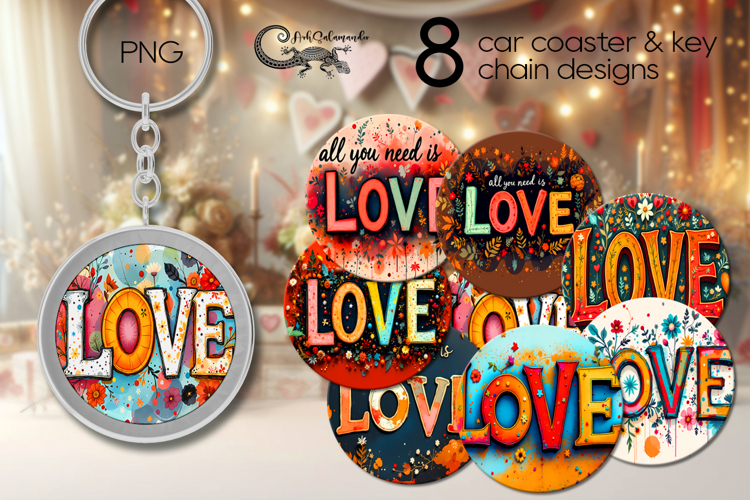 Hippie inscription | Boho Car coaster & key chain designs