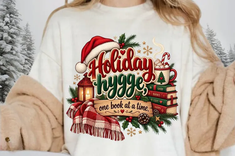 Holiday Hygge One Book at a Time Christmas Book Lover Design
