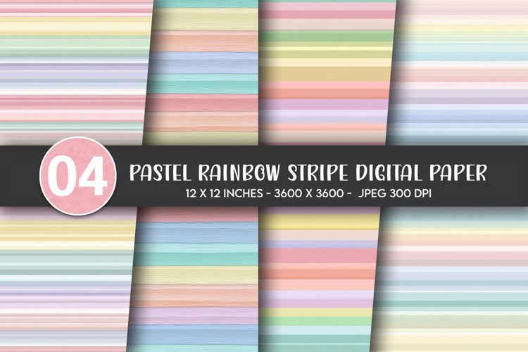 Pastel Rainbow Stripe Digital Paper