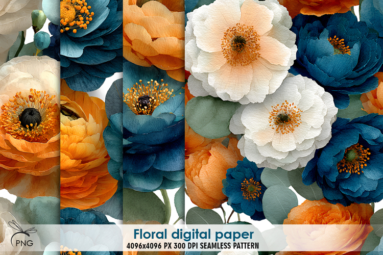 Floral digital paper, seamless pattern