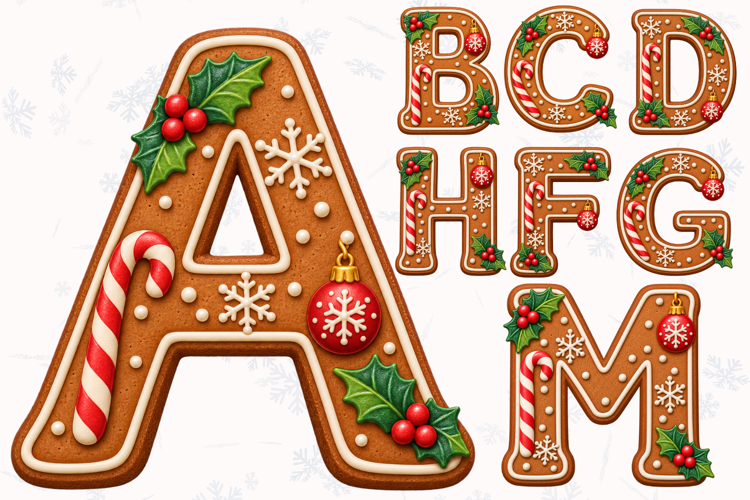 Christmas Gingerbread Alphabet PNG