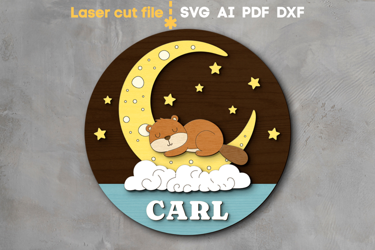 Beaver Baby Name Sign SVG laser cut file for Glowforge
