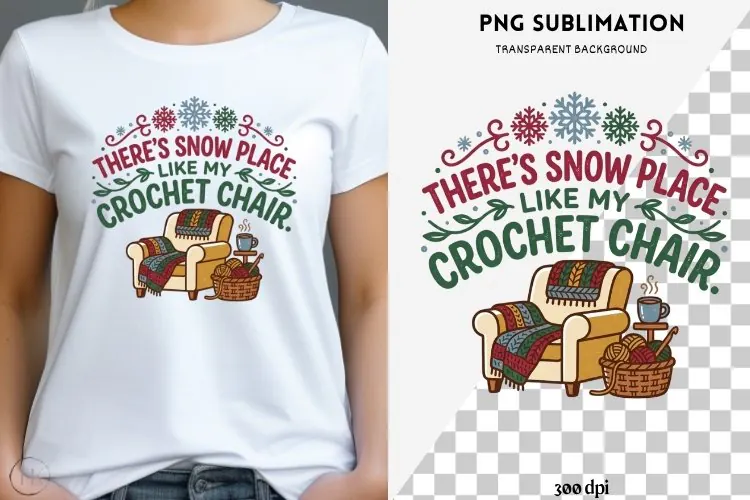 Christmas crochet png design for T-shirts